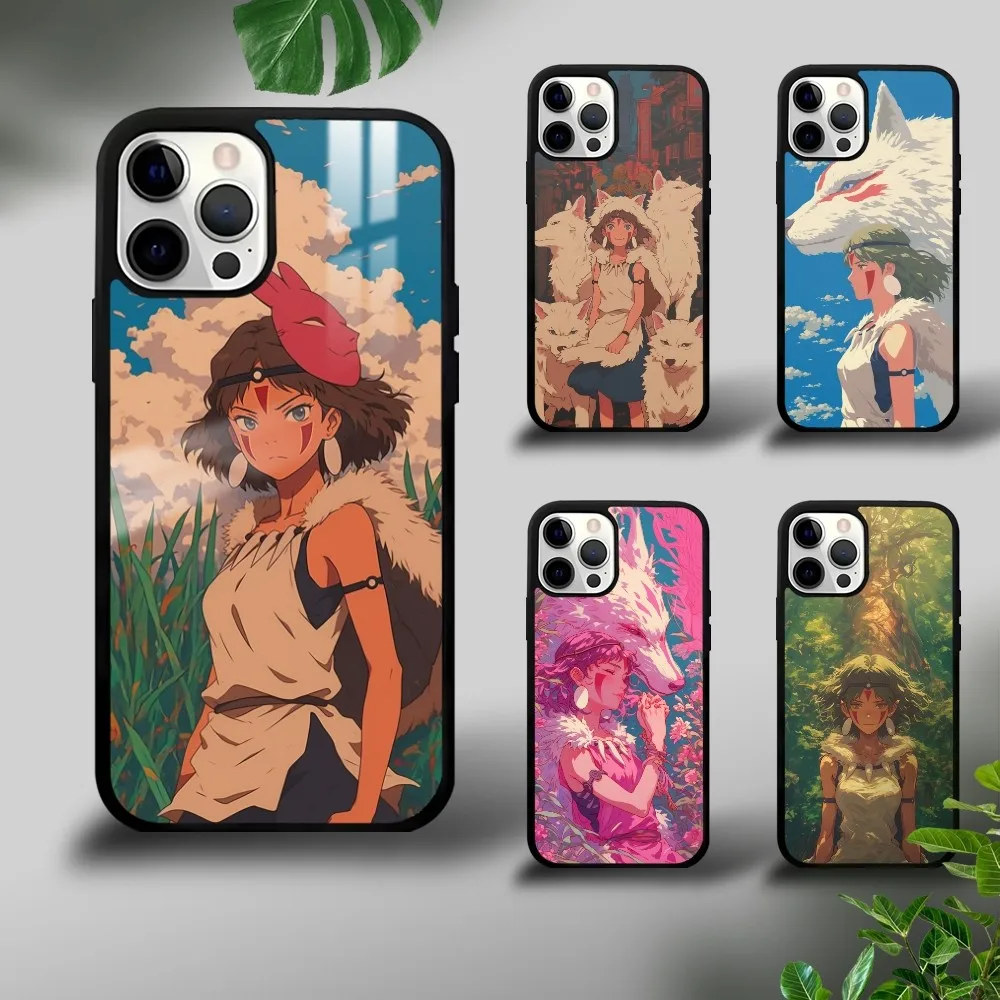 Anime P-Princess M-Mononoke Phone Case For iPhone 16 15 14 13 12 11 Pro Xs Max Mini Plus Celulares Hard Funda