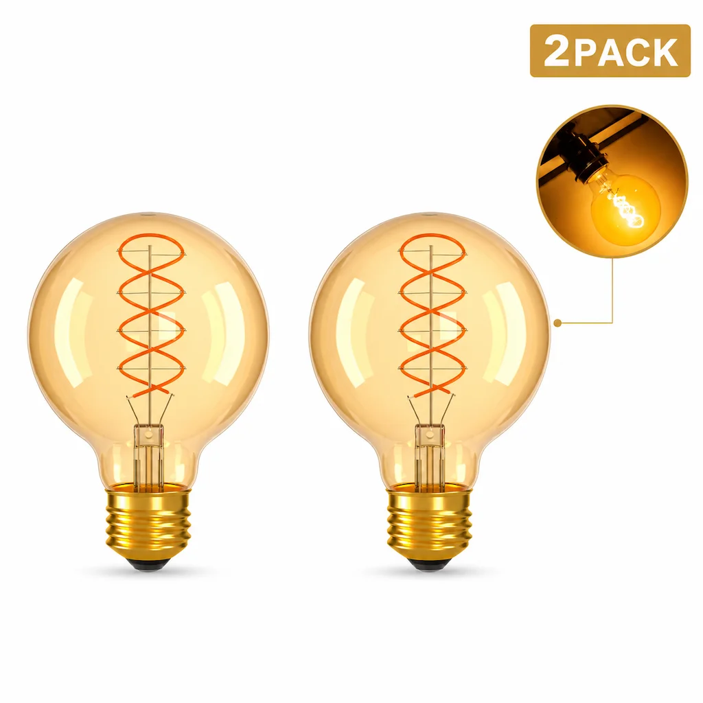G80 Spiral Filament Edison LED Globe Bulb E27 4W 2700K