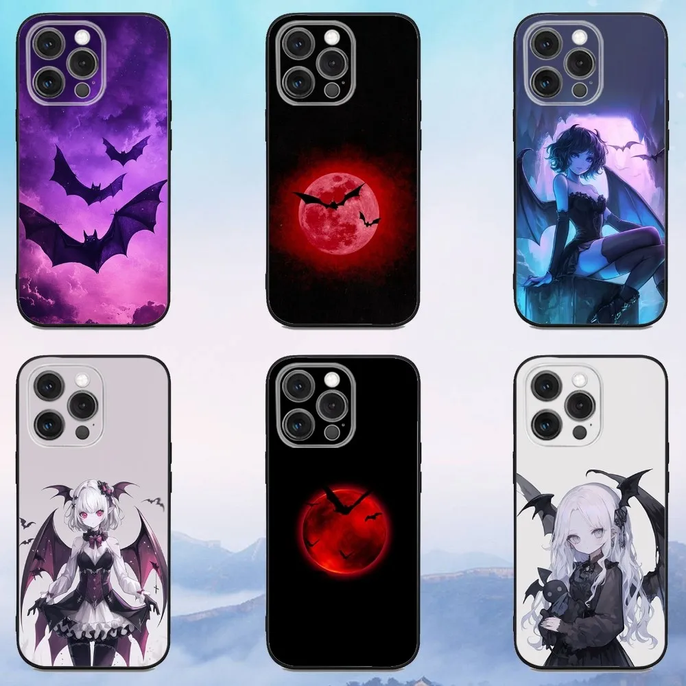 

Vampire Bat Gothic Phone Case For iPhone 16e,16,15,14,13,12,11,Pro,X,XS,Max,XR,Plus,Mini Soft Black Cover