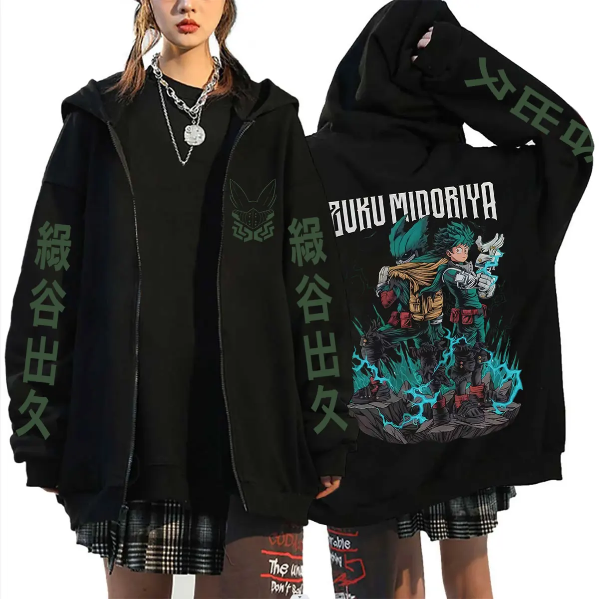 

Anime My Hero Academia Midoriya Izuku Deku Merch Zipper Hoodie Men Women Casual Retro Oversized Zip Up Jacket Male Fashion Coat