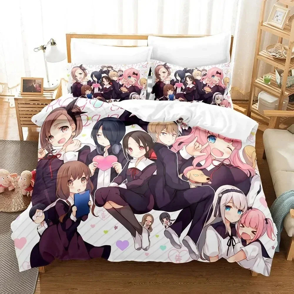 

3D Anime Kaguya-sama Love is War Printed Bed Set Duvet Cover Pillowcase Bedding Set Linen Sheet Quilt Cover Full Queen King Size