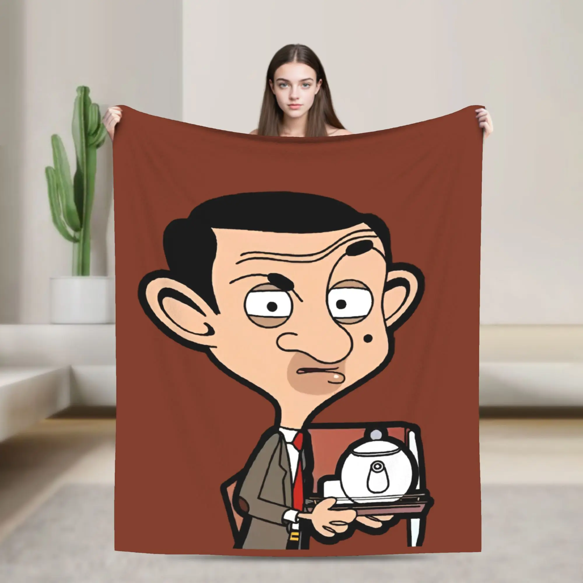 Mr Beans Velvet Throw Blanket Rowan Atkinson Blanket for Home Office Super Warm Bedding Throws,