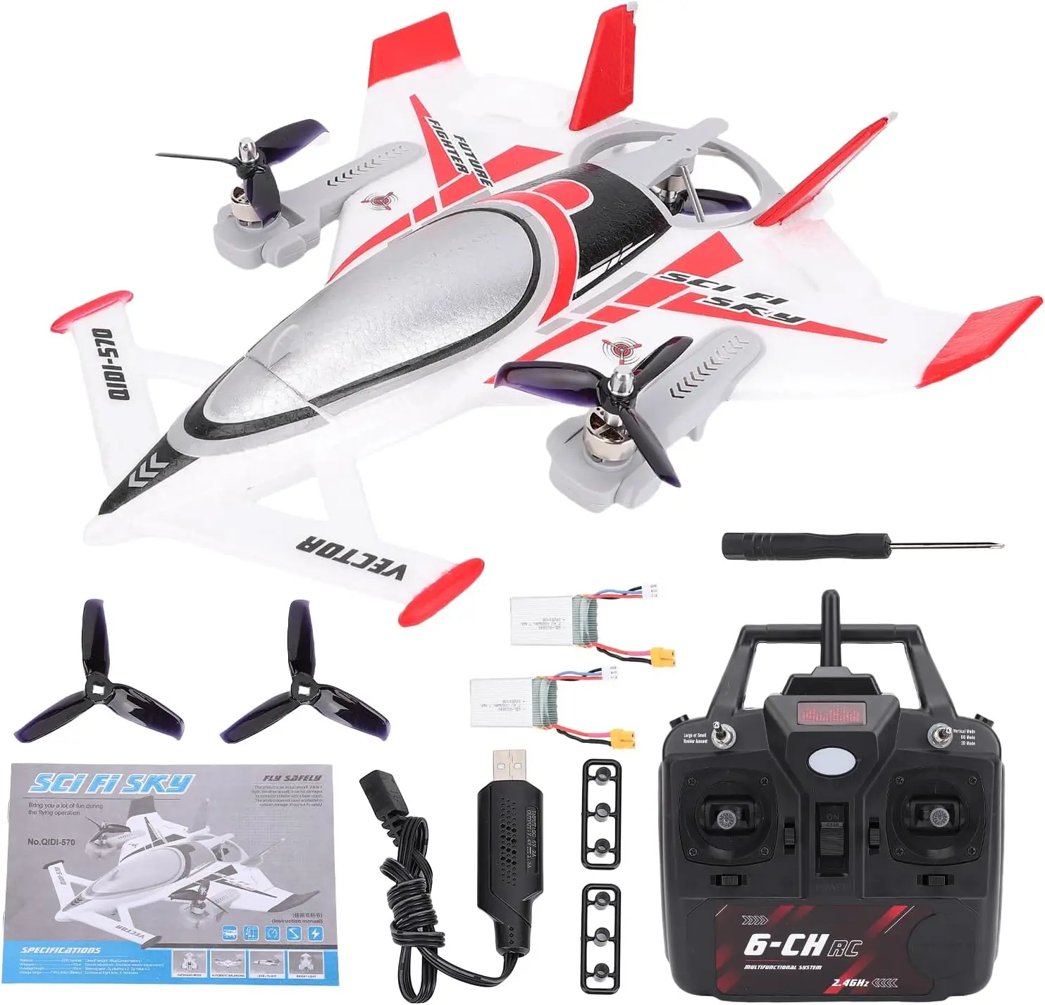 Brushless RC Plane for Adults 8-Channel 2.4GHz Remote Control Airplane with 6-Axis Gyro Stabilizer EPP Material Vector Glider
