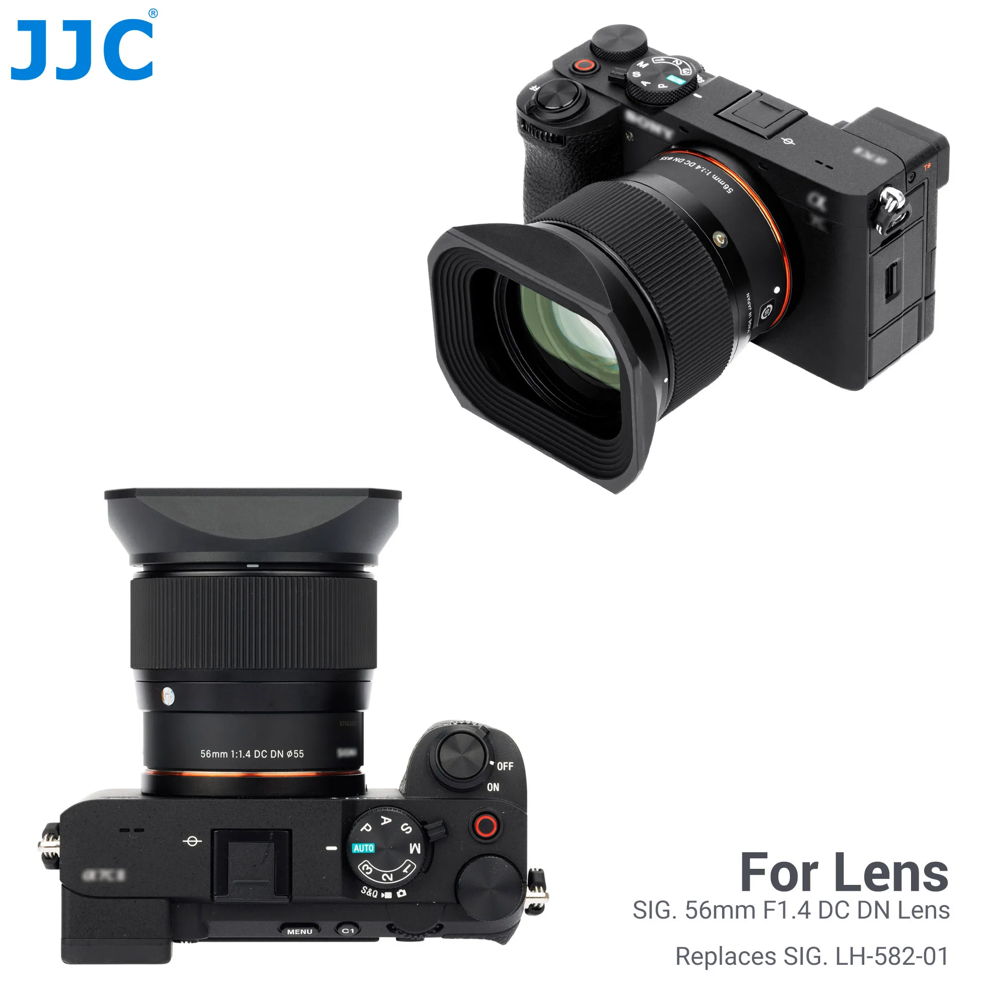 JJC Replaces  Sigma LH-582-01 Lens Hood Reversible Lens Hood Compatible with Sigma 56mm F1.4 DC DN Lens