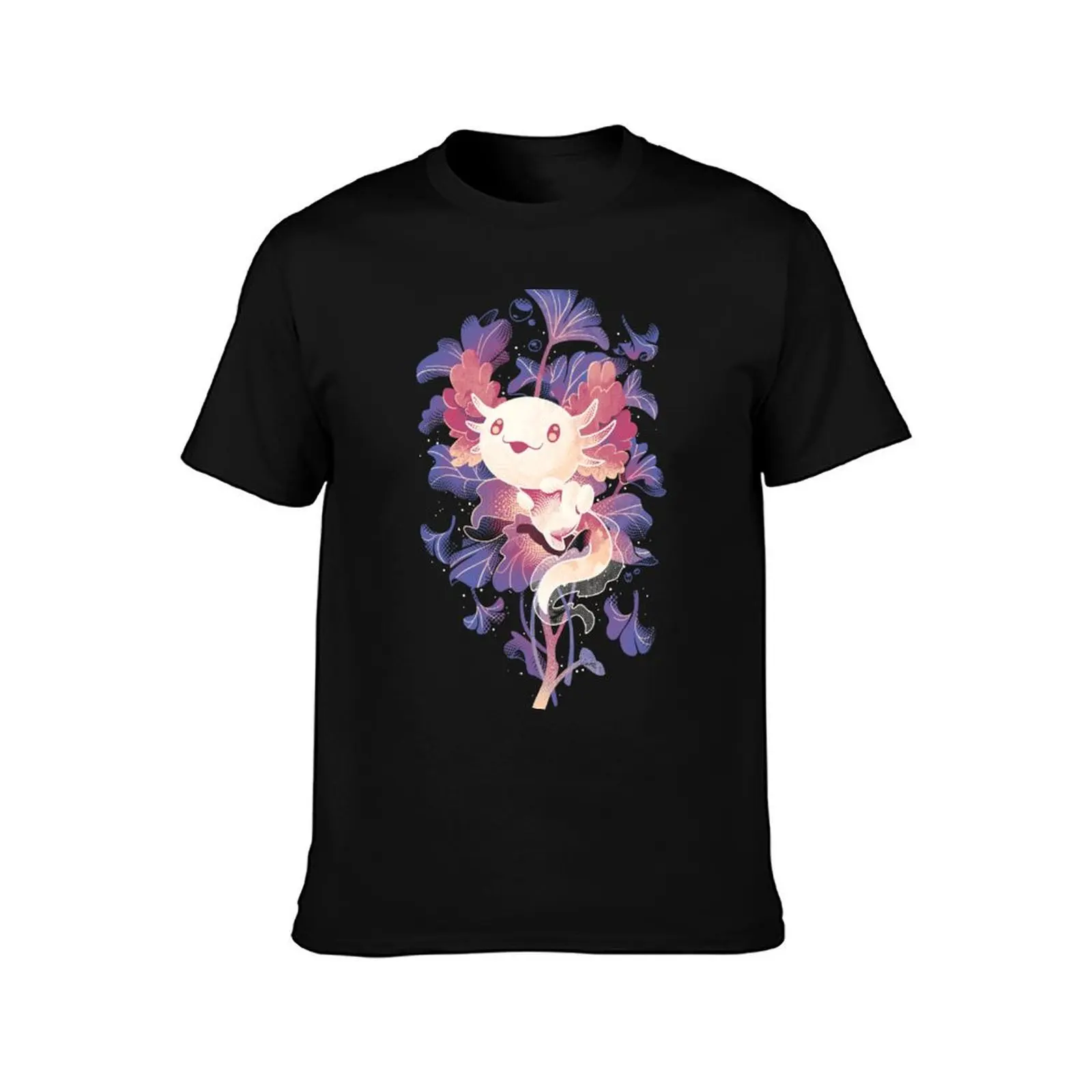 Little Axo - Cute Underwater Salamander T-Shirt Summer Casual Cotton Tee Oversized Streetwear Tops Vintage Graphic Print