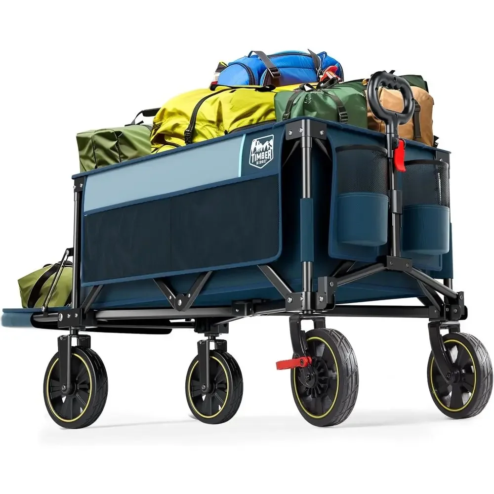 

Популярная складная тележка-вагончик Long Folding Utility Wagon с откидной задней дверью и тормозами, грузоподъемность 300 фунтов, регулируемая ручка, объем 250 л для кемпинга и отдыха на природе