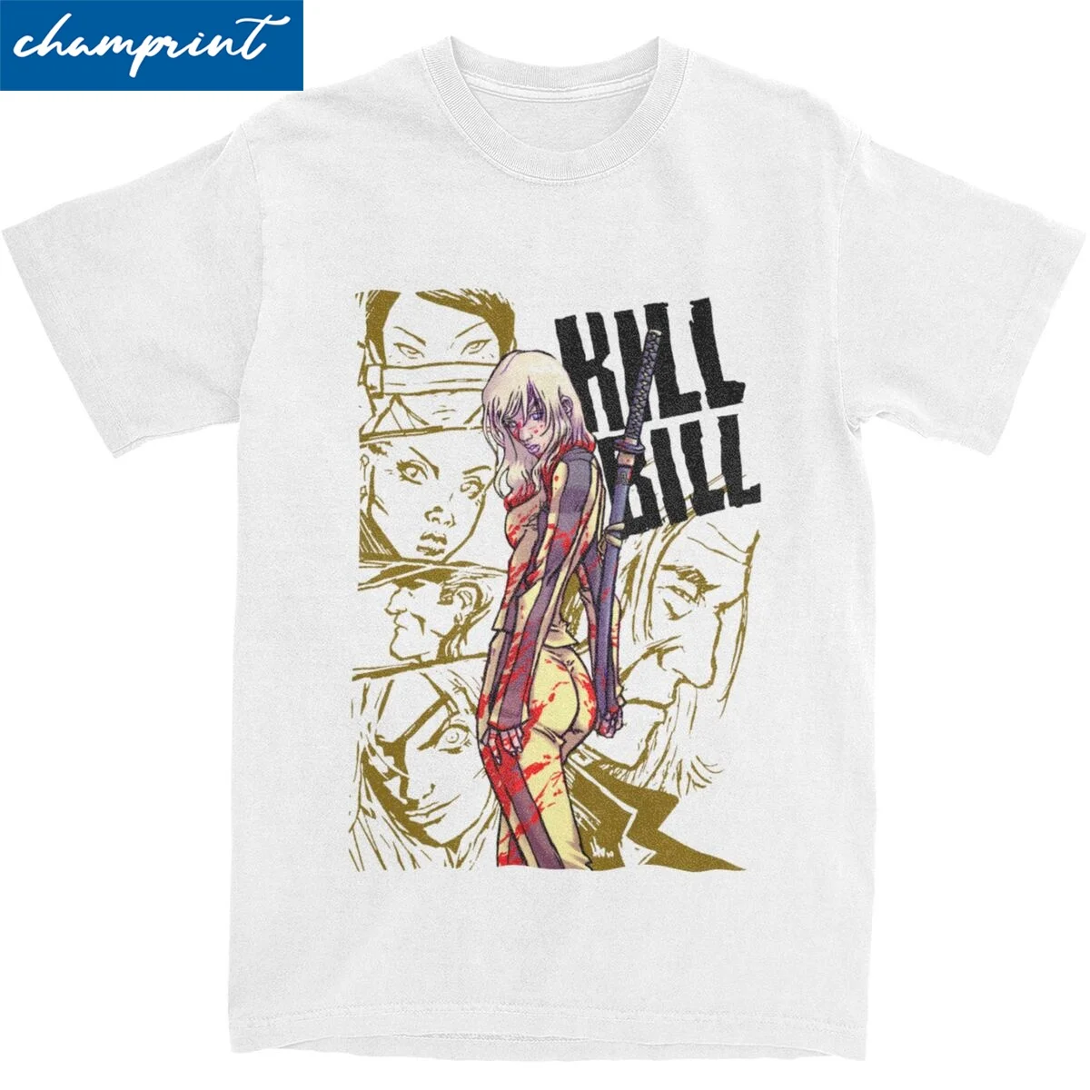 Print Kill Bill T Shirt Unisex Round Neck Short Sleeve Tops Cotton Summer Tops