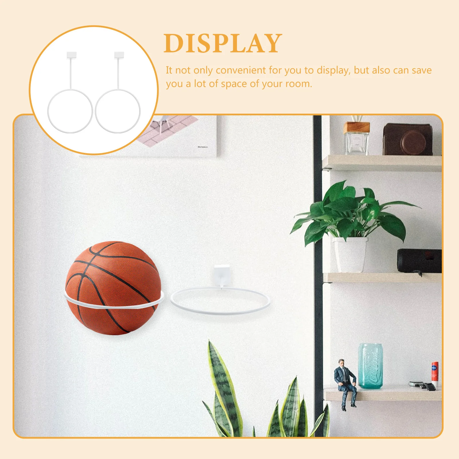 

2Pcs Durable Iron Basketball Holder Mounted Balls Storage Rack With Exquisite Craftsmanship For Hats And Fitness Balls