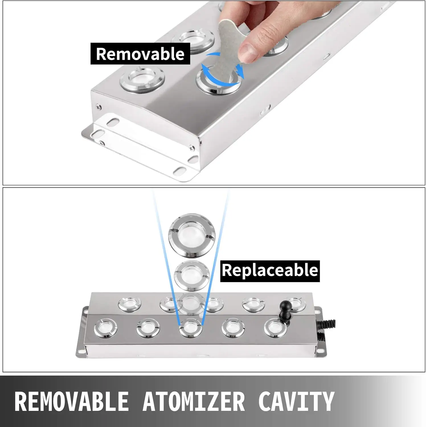 Generador de niebla nebulizador ultrasónico de 10 cabezales con fuente de alimentación impermeable humidificador nebulizador ultrasónico de acero inoxidable