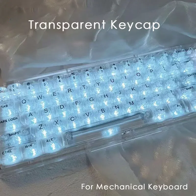 teclado mecanico transparente alta low profile keycaps transmitindo personalizacao faca voce mesmo para 61 87 98 104 chaves 132 teclas layout 01