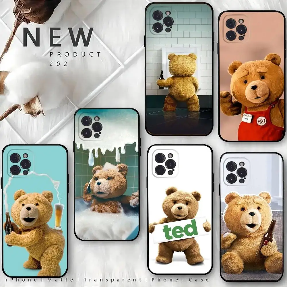 

Movie T-Ted B-Bear Phone Case For iPhone 16,15,14,13,12 Mini 11 Pro XR,X,XS,MAX 7,8 Plus Silicone Cover Soft Black
