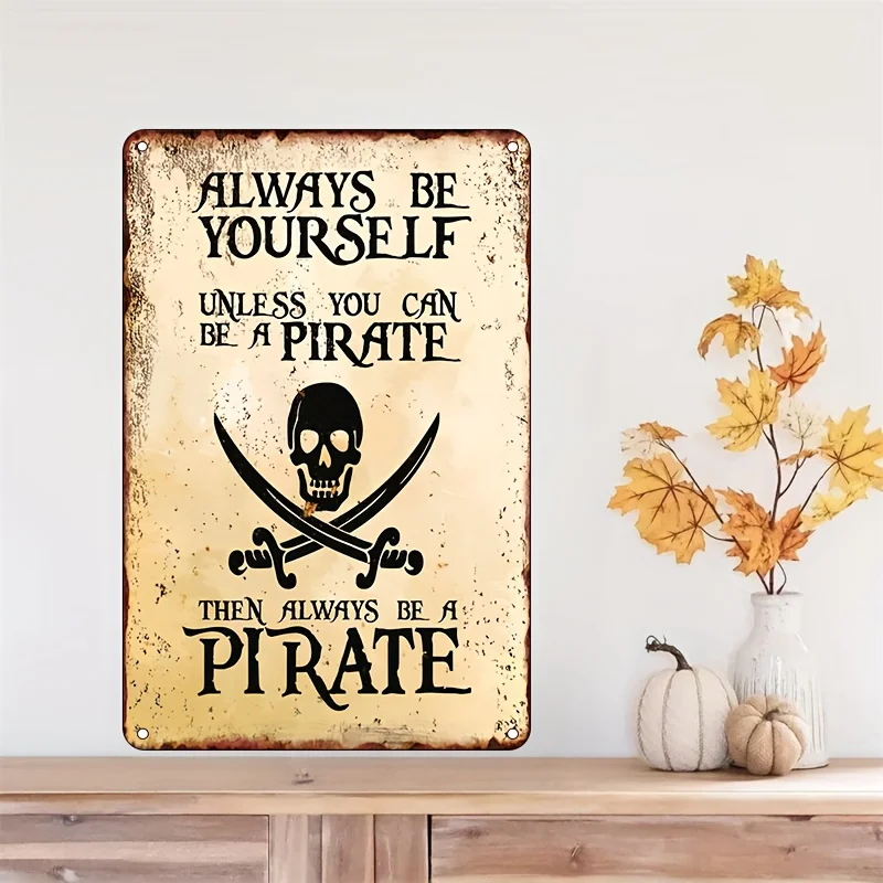 Arte de pared de hierro y metal vintage con cita pirata, decoración colgante rústica de color negro forjado para el hogar, la oficina, la cueva del hombre, el bar, la cafetería, la garaje