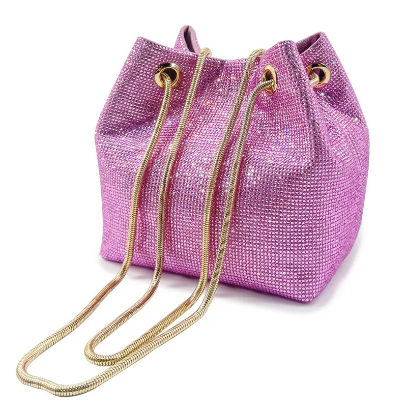 

Diamond Bucket Bag Wedding Party Rhinestone Shiny High Tote Bag Ladies Tote Chain Dinner Bag