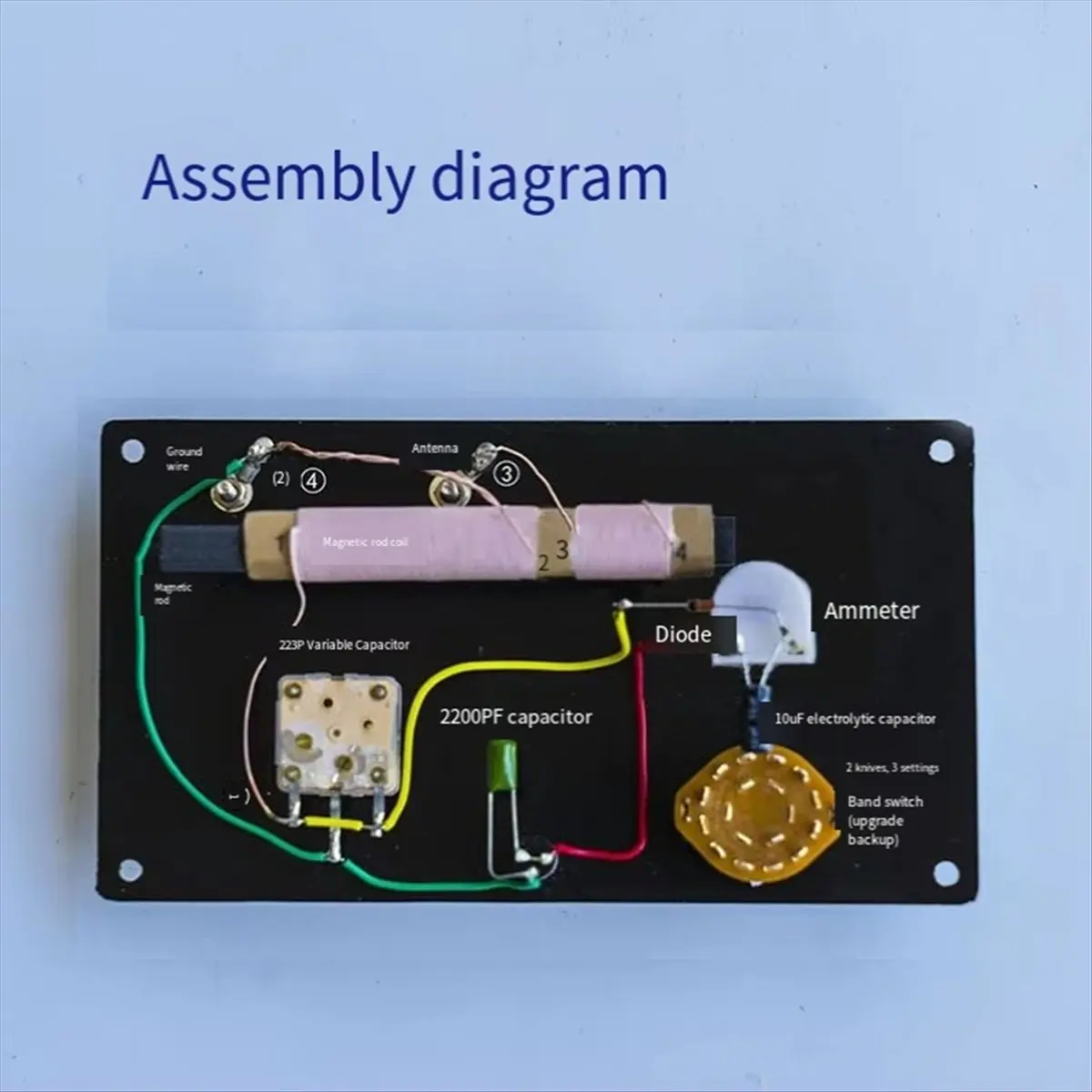 【ELEVATE LIFE】Small and Beautiful Mineral Radio DIY Assembly Kit with Meter Head