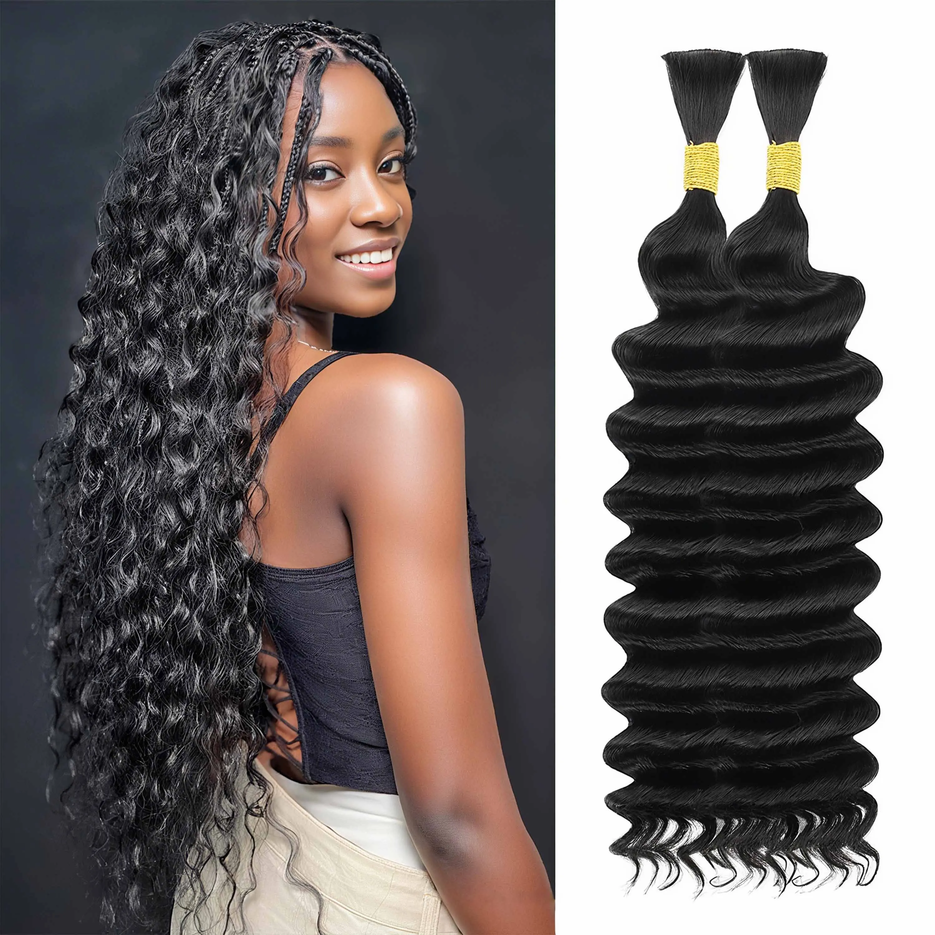 

16 22-дюймовые косы в стиле бохо, синтетические глубокие волны, объемное плетение волос без утка, наращивание волос для женщин, микро-искусственные локоны, влажные волосы