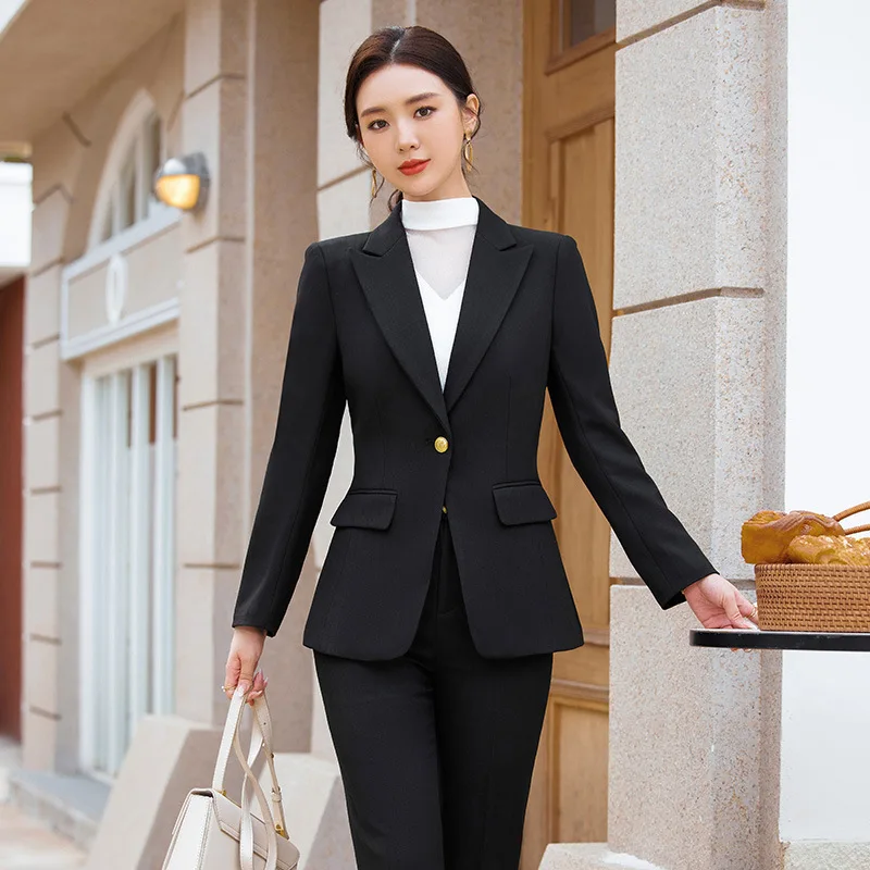 Autumn Winter Office Work Wear Pantsuits Women Blazers Femininos OL Professional Ladies Office Outfits Set Career Interview