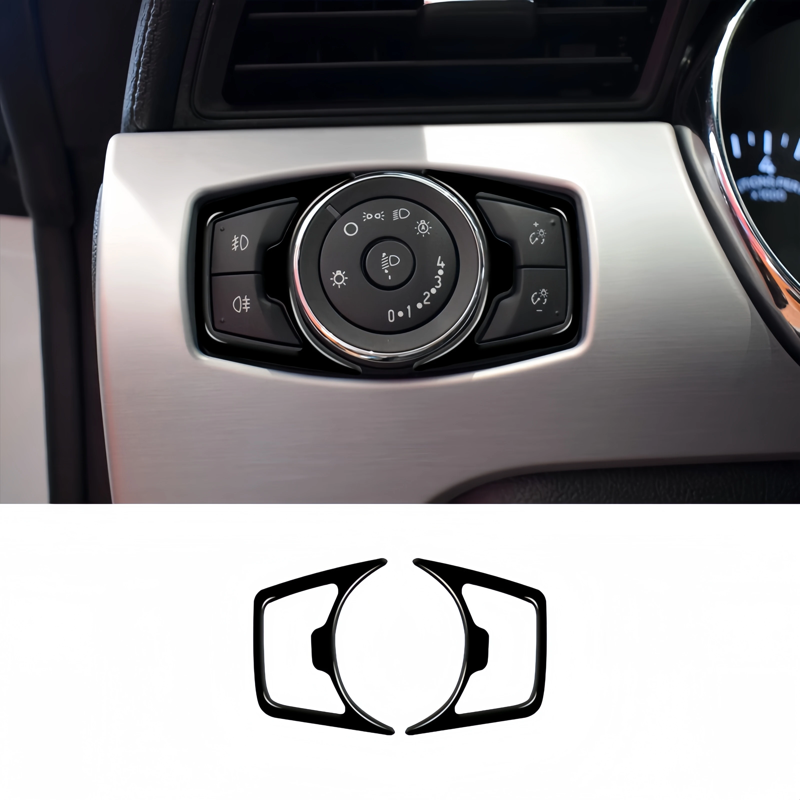 

For Ford Mustang 2015-2020 Piano Black Interior Car Headlight Switch Buttons Frame Trim Cover Decoration Stickers Auto Zubehör