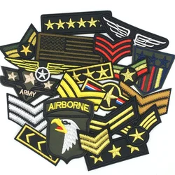 20pcs/lot Tactical Patches for Clothing Embroidered Patches Iron on Stripes DIY Clothes Applique Sewing Morale Badges