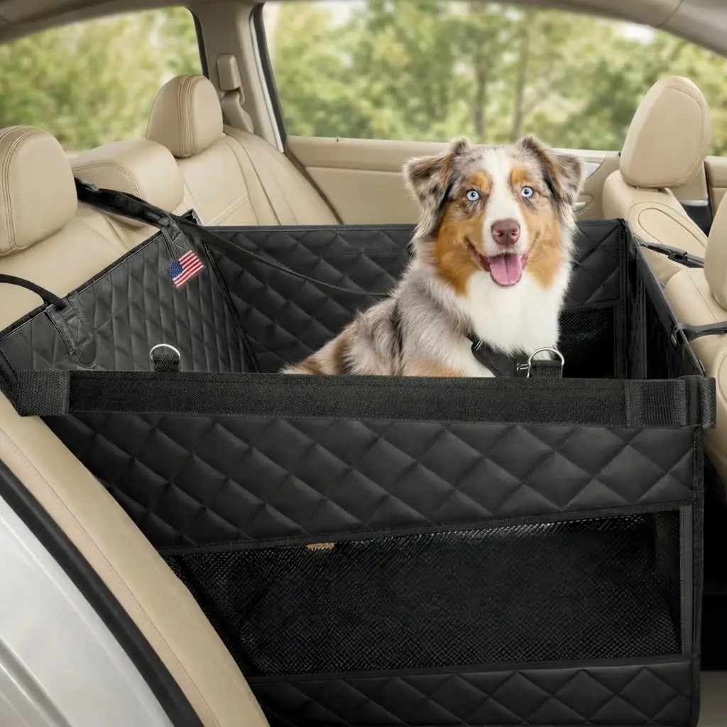 

Waterproof Half Backseat Dog Hammock Cover - Universal Fit, Heavy Duty Pet Restraint for Car Safety and Comfort