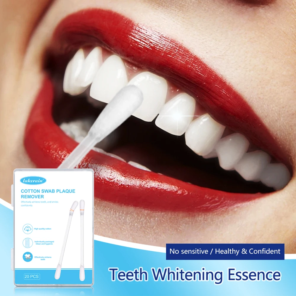 Cotton Swab Tooth Whitenging Liquid Oral Cleaning Teeth Plaque Stains Removal Remove Odor Oral Refreshing Whiten Teeth 20pcs