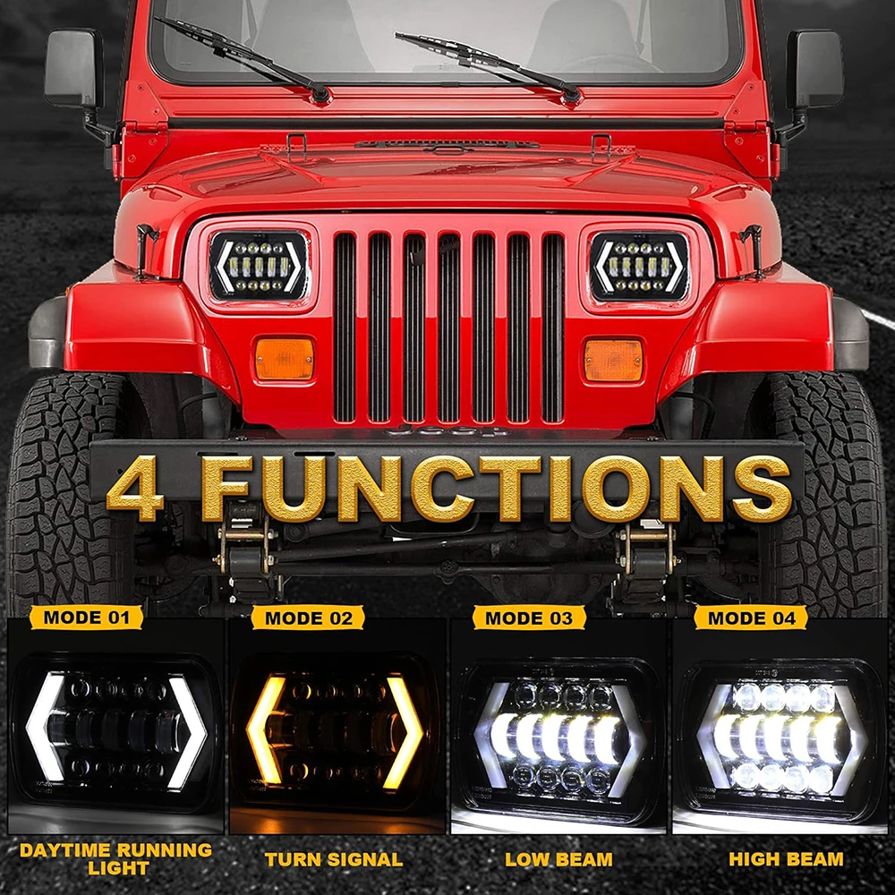 5x7\'\' 7x6\'\' LED Headlights H6054 H5054 Headlamp Hi/Low Beam for Jeep Wrangler YJ Cherokee XJ Comanche MJ S10 Blazer Express Van