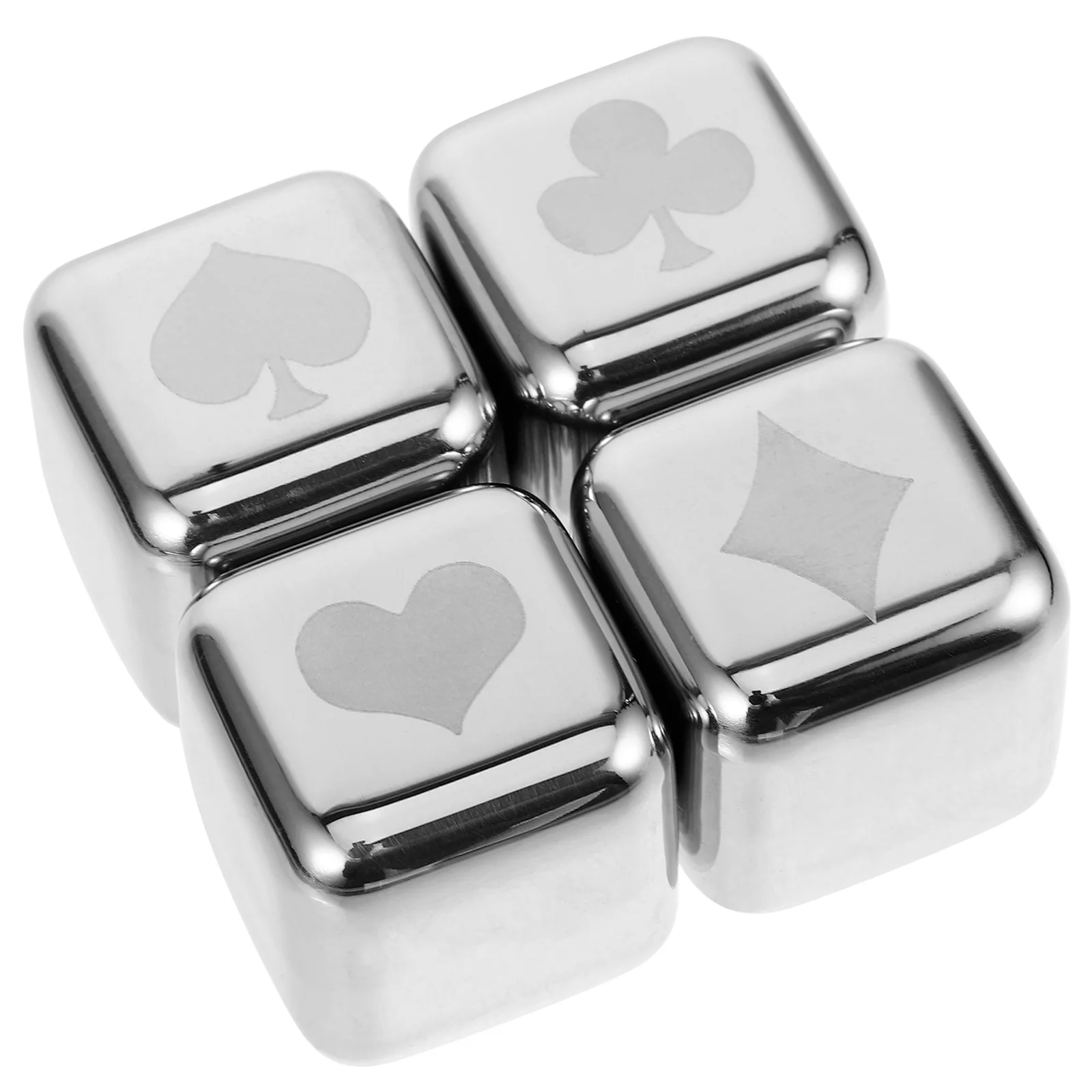 

4 Pcs Ice Cubes Reusable Set Beverage Chilling Stones Stainless Steel Metal for Drinks