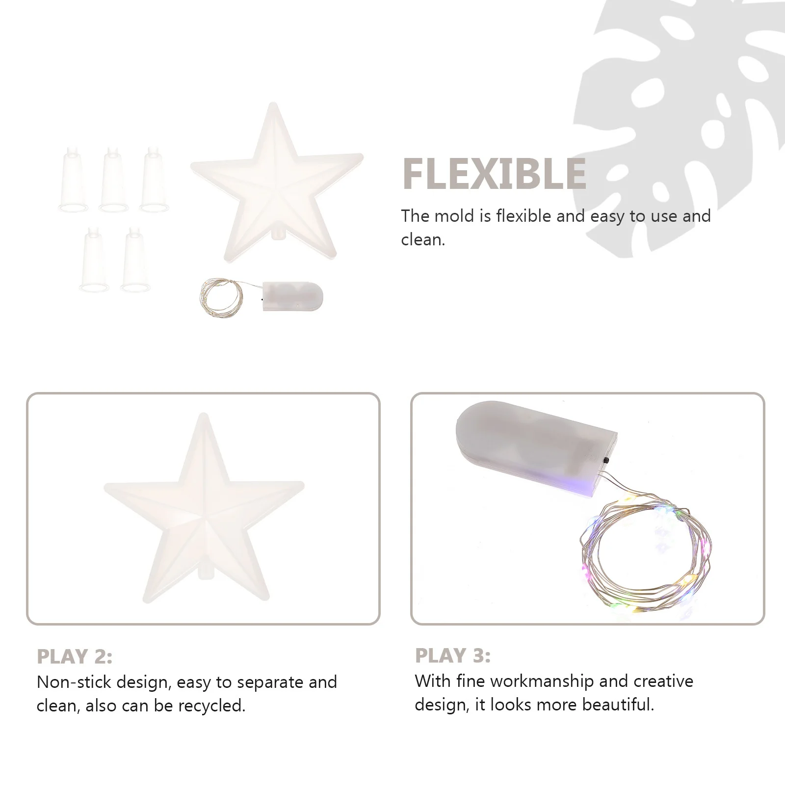 

1 set 1 Set Christmas Tree Star Topper Mold Diy Xmas Crafts Silicone Non-Stick Easy Clean Treetop Decor Casting Tool For Holiday