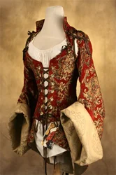 Women's Renaissance Gothic Coat Medieval Pirate Steampunk Vest Jacket Pirate Fair Corset Costume Bodice with Detachable Sleeves