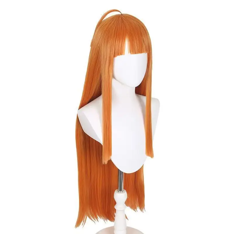 Futaba Sakura Cosplay Wig Orange Long Hair with Simulation Scalp Top Rose Net Heat Resistant Synthetic Fiber Wig for Halloween
