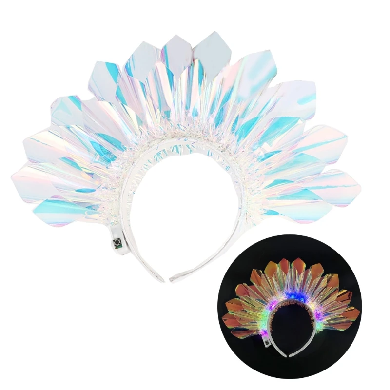 Fashion Woman Girls Glowing Colorful Film Hair Hoop Luminous Hairband Stage Show Halloween Teens Styling Headband 57BD