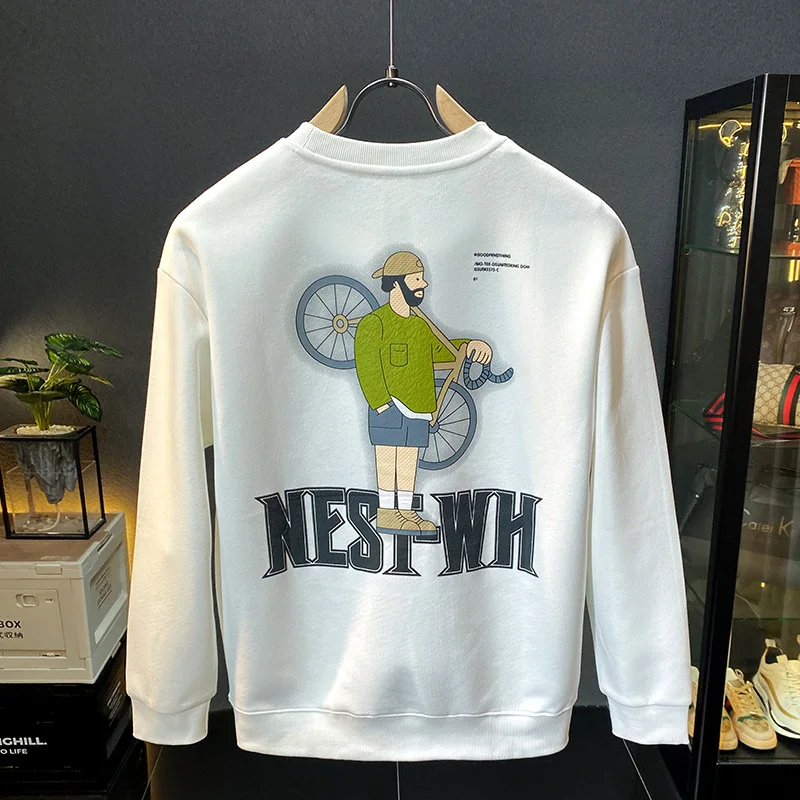 Sweater Men 2024 New Autumn Casual Fashion Printing High-End Long-Sleeved round Neck Bottoming Shirt Top