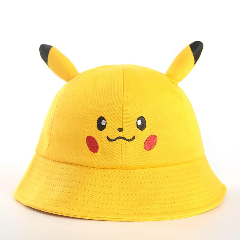 Sunscreen Pikachu Printed Fisherman Hat Japanese Anime Pokemon Pot Cute Cartoon Sunshade Bucket Cap