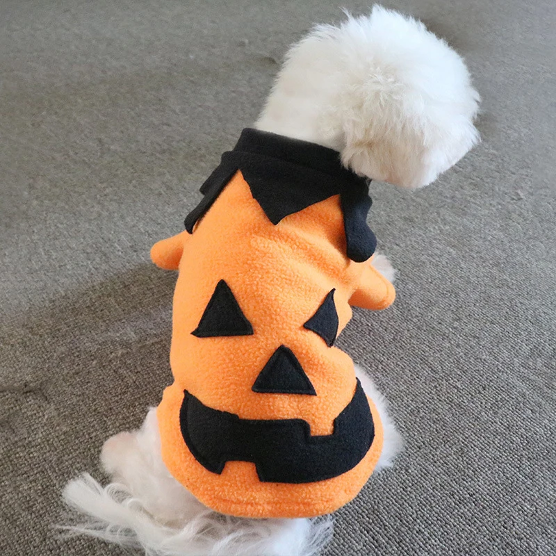 Funny Halloween Dog Clothes Pet Clothes for Small Dogs Pumpkin Dog Cat Hoodie Coat Winter Warm Chihuahua French Bulldog Costume