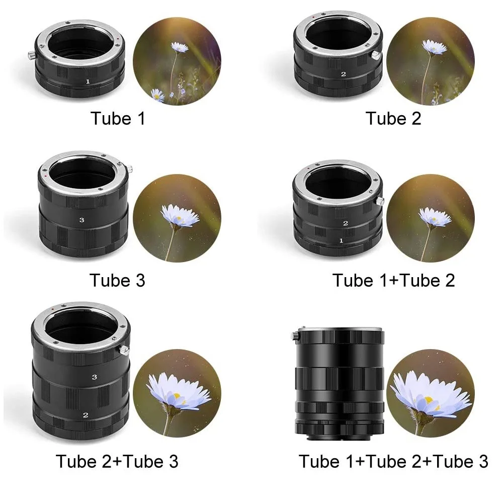Mcoplus Metal Manual Macro Extension Tube Ring for Canon 760D 700D 90D 80D 70D 5D 6D 7D 1300D Rebel T6 T7 T5 T8i T7i T6i T6s T5i