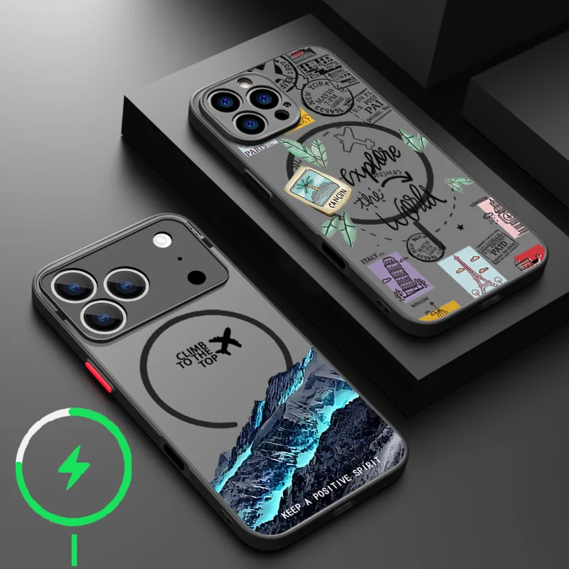 Flugzeug Wahrzeichen Etikettenhülle für iPhone 16 Pro Max Coque iPhone 16e 15 14 13 Pro Max 17 Luft magnetisch für Magsafe Wireless Charge