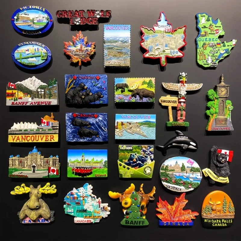 Canada 3D Fridge Magnets Ornament Collection Handicraft Gift Tourism Souvenir Resin Refrigerator Magnets Sticker Home Decoration