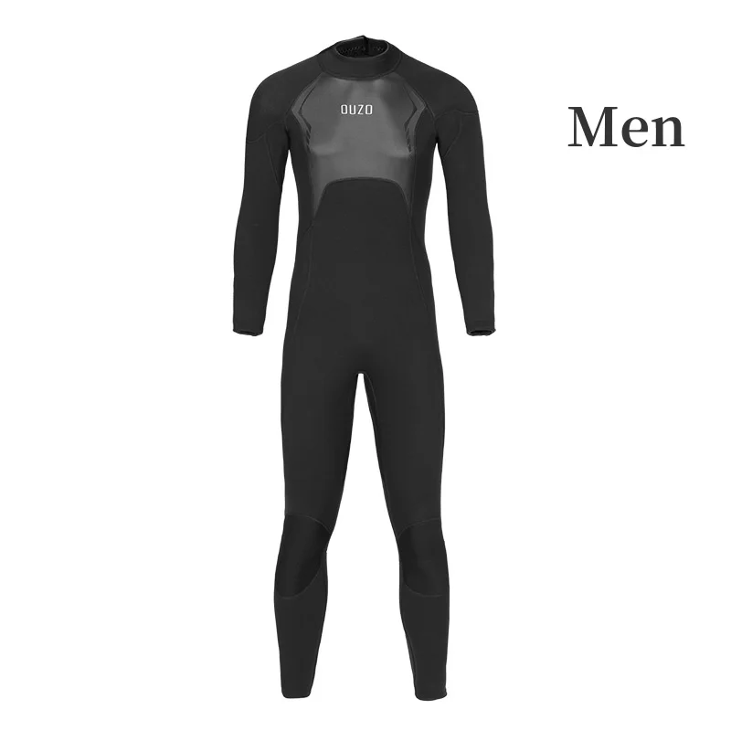 NONE Herren-Triathlon-Neoprenanzug, 3 mm Neopren, langärmlig, einteiliger Neoprenanzug, ultraelastischer Tauchanzug, zum Schwimmen in offenen Gewässern 6