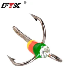 FTK 5PCS Winter Fishing Hook High Carbon Steel Overturned Treble Hook 6/8/10/12# For Lure Triple Hook Fishing Tackle