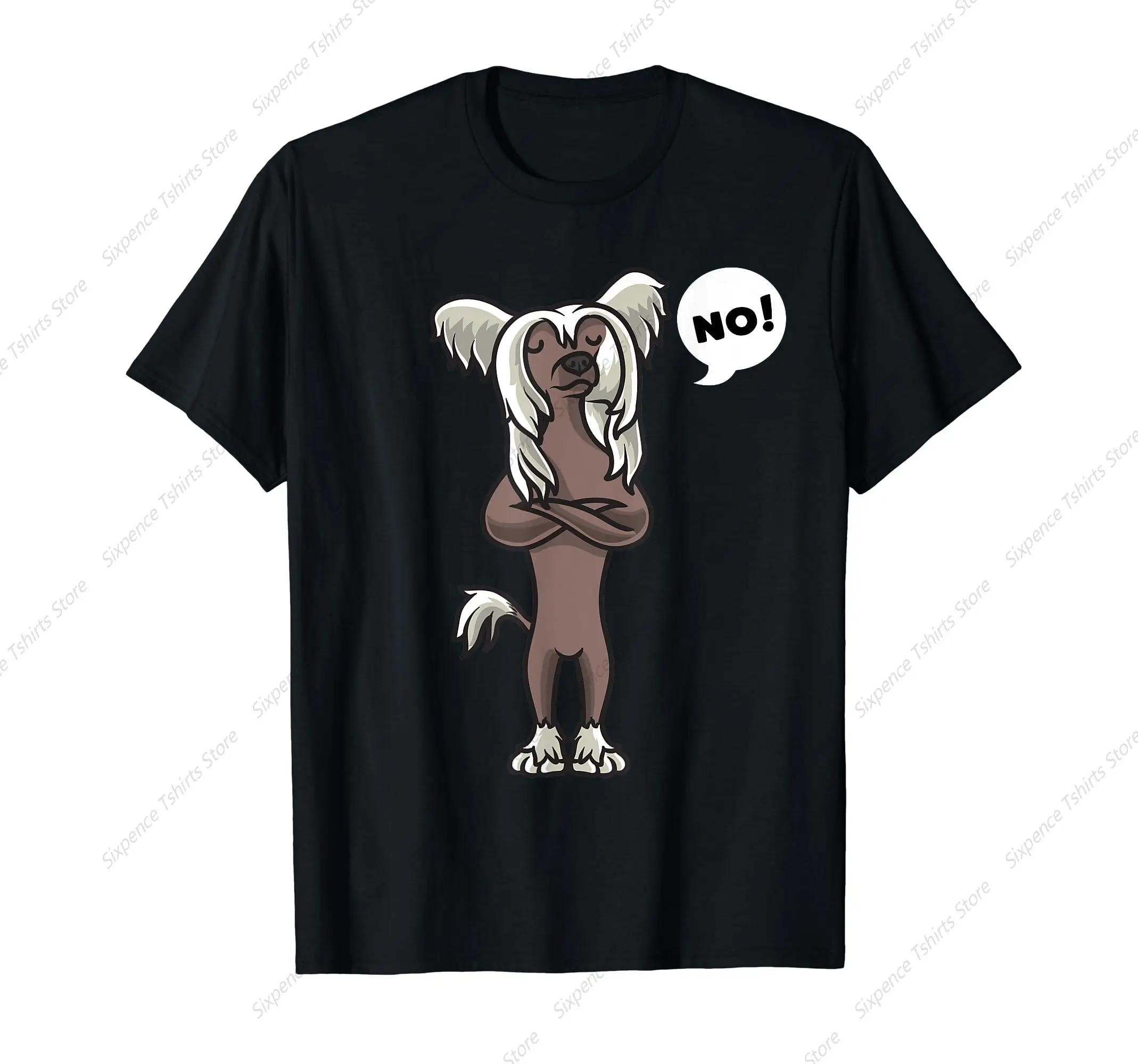 Stubborn Chinese Crested Dog Men‘s T-Shirt Soft Comfortable Easy to Wear Simple Practical not Easy to Shrink Durable