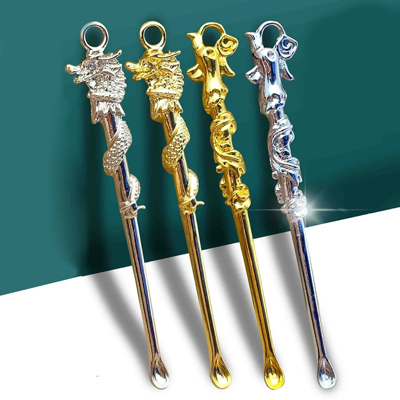 1 Pcs Vintage Zinc Alloy Ear Spoon Portable Ear Cleaning Tool EarPick Earwax Remover Curette Cleaner Ear Pick Keychain Pendant