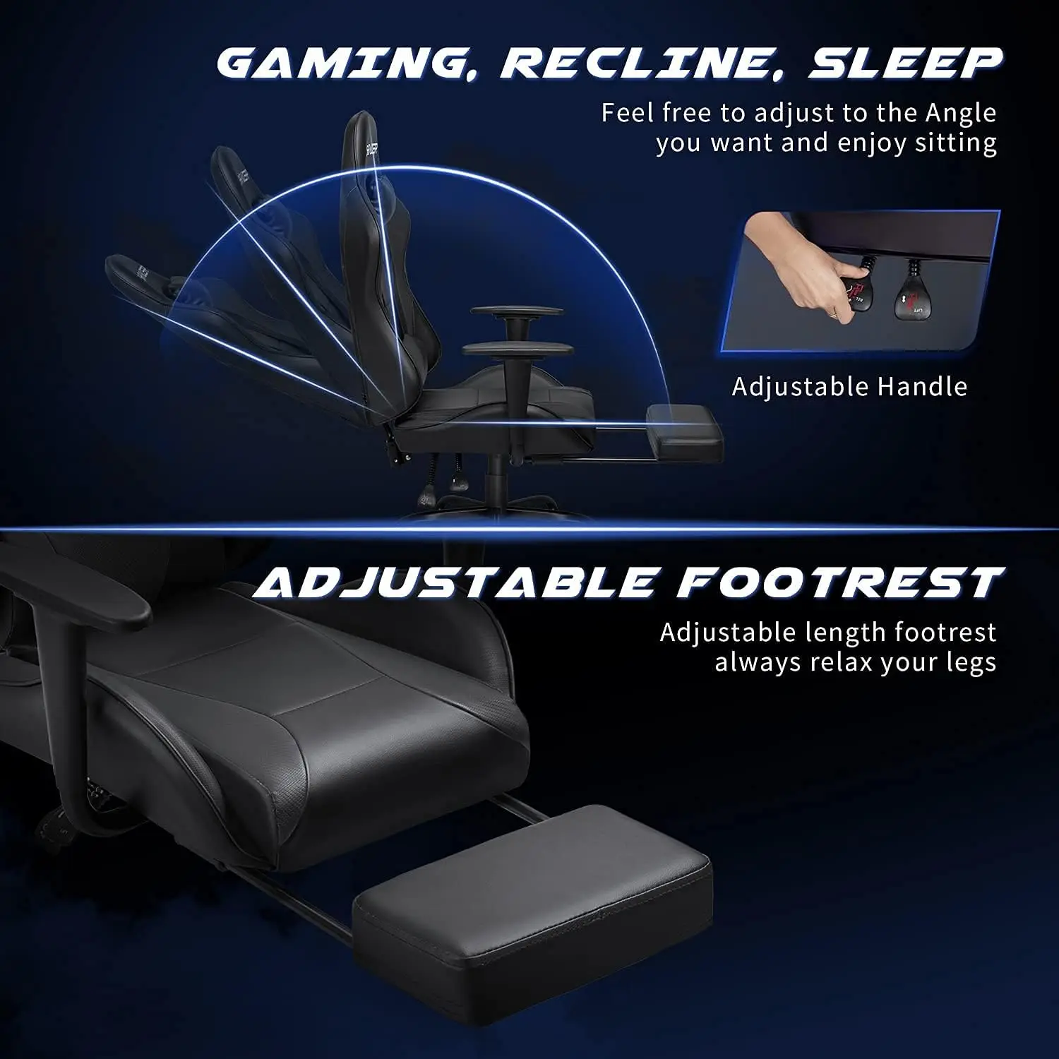 Homall Gaming Massage Computer Office Ergonomic Desk Chair with Footrest Racing Executive Swivel Chair Adjustable Rolling Task