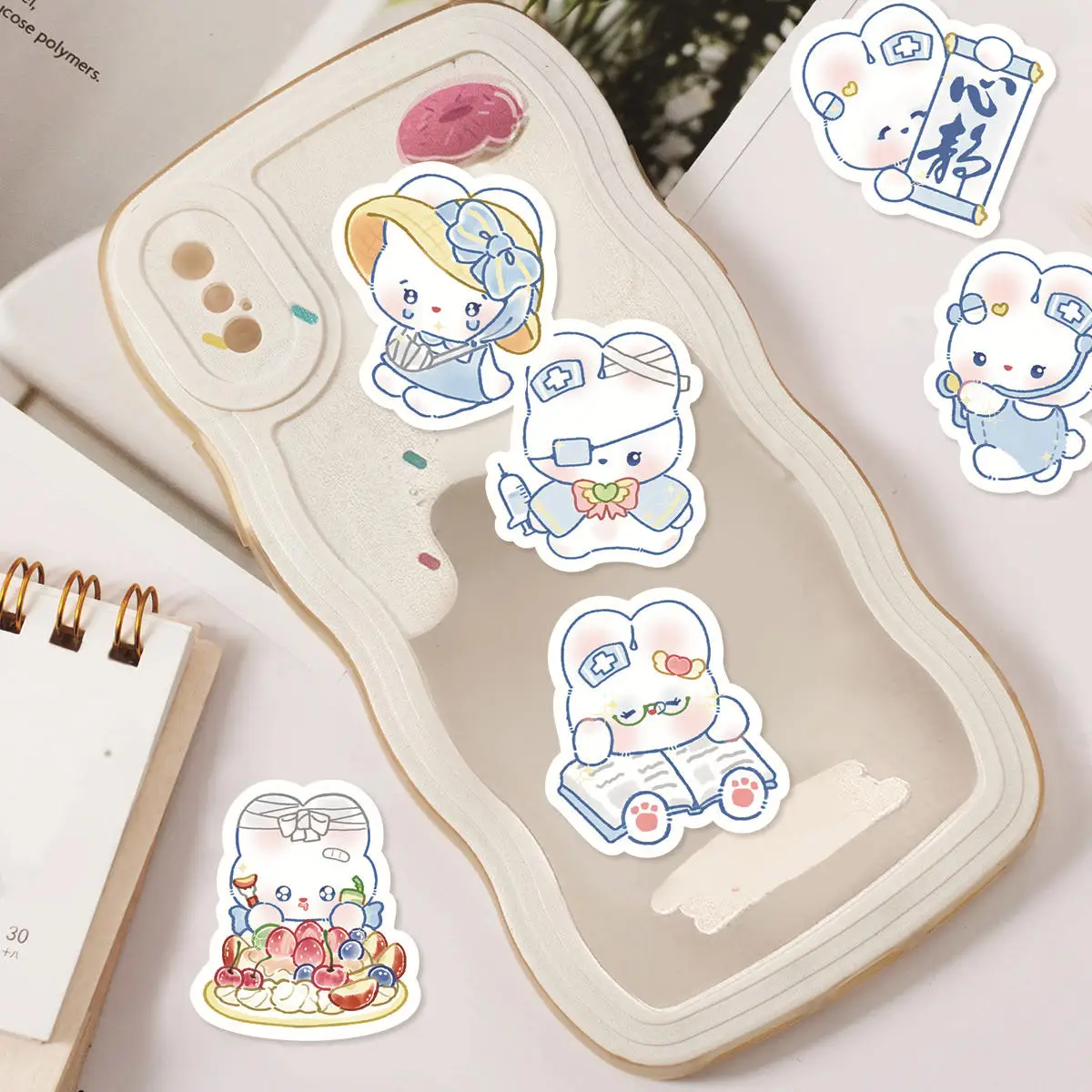 45pcs PVC Cute Cartoon Animals Kawaii Rabbit Fun Collage 15 Styles, 3 of Each,Student DIY Scrapbooks Decoration Stickers