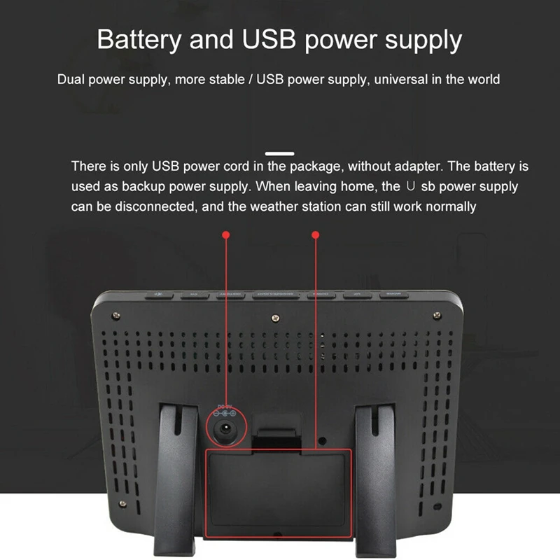 Estación meteorológica 3383F, medidor de temperatura y humedad, higrómetro para interiores y exteriores, pronóstico del tiempo, función de repetición, reloj