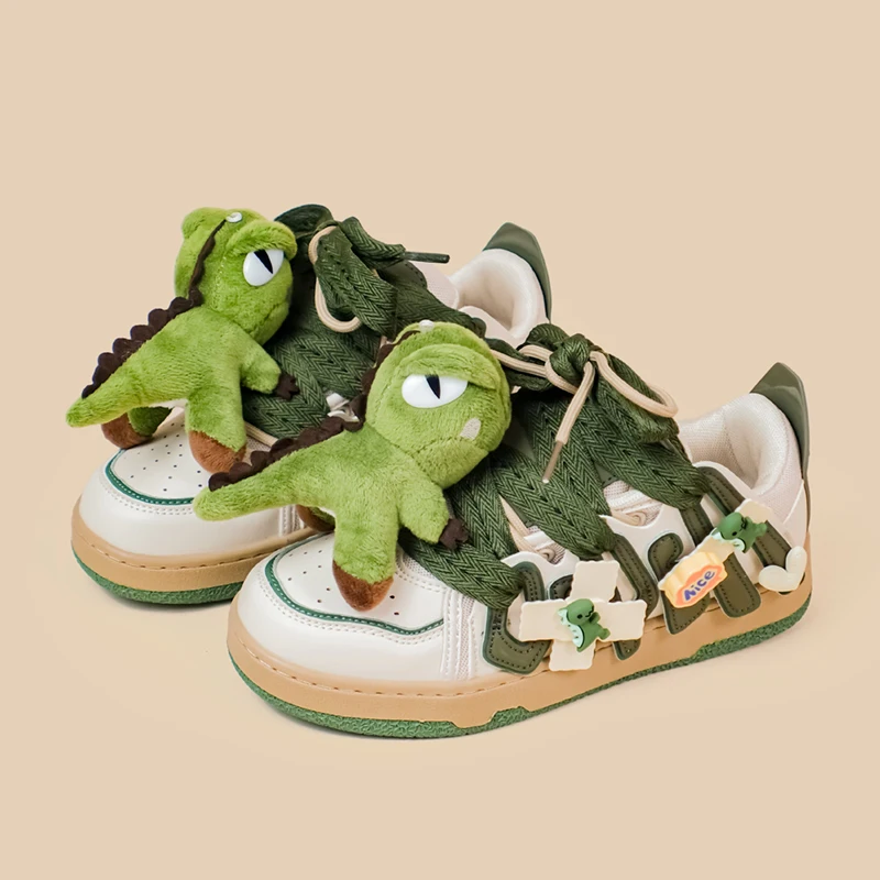 Amy and Michael Original Design Anime Dino Shoes Fashion Women Casual Sneakers Low Top Female Tennis Shoes Girls Unisex Trainers