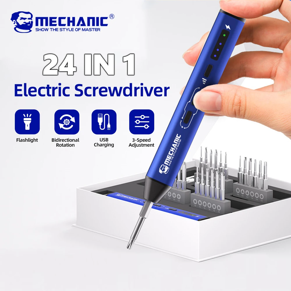 

MECHANIC 5V Cordless Electric Screwdriver Set Type-C Rechargeable Anti-Rust Precision Power Tool for Electronics Furniture