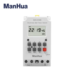 ManHua 220VAC 25A MS316B with cover weekly Programmable 99 ON Duration 23hours 59 Seconds With LCD Display School Bell Timer