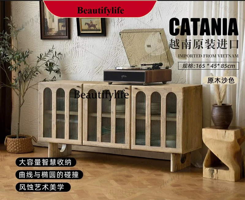 d178 Solid wood dining side cabinet, retro tea cabinet, living room home, quiet wind entrance, storage cabinet