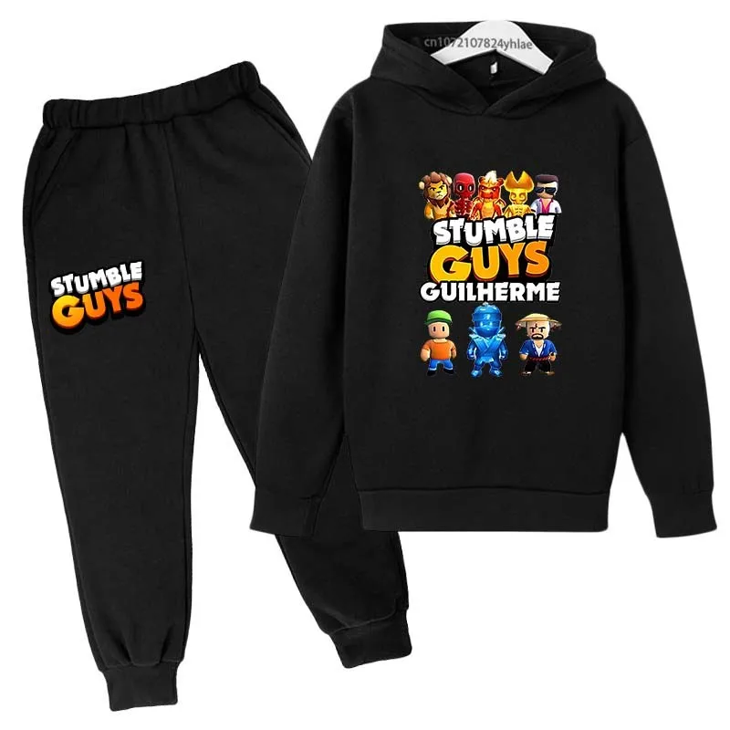 Kids Funny Game Spring Autumn 2pcs Hoodies+Pants Tracksuits 3-13 Years Boys Girls Anime Print Outfits Sets Children Clothes Suit