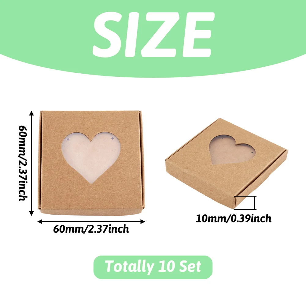 10pcs Window Kraft Paper Foldable Jewelry Storage Box Square Necklace Earrings Gift Case DIY Packing Supplies 6x6x1cm