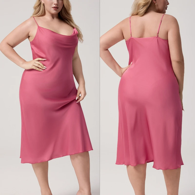 

Krismile Sexy Plus Size Nightgowns for Women 2025 Summer Swing Collar Backless Solid Color Soft Sleeveless Elegant Nightdress
